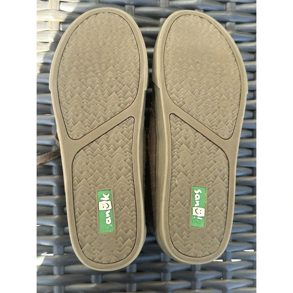 Sanuk Sea Mid Dark Brown Canvas Chukka Boat Shoes Men's Size 10